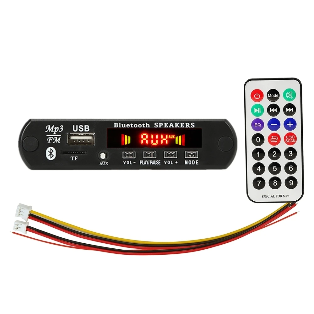 Car 12V color BT TF USB FM Aux Radio MP3 Player Integrated Car USB Bluetooth Hands-free MP3 Decoder Board Module Audio refitting mp3 player online