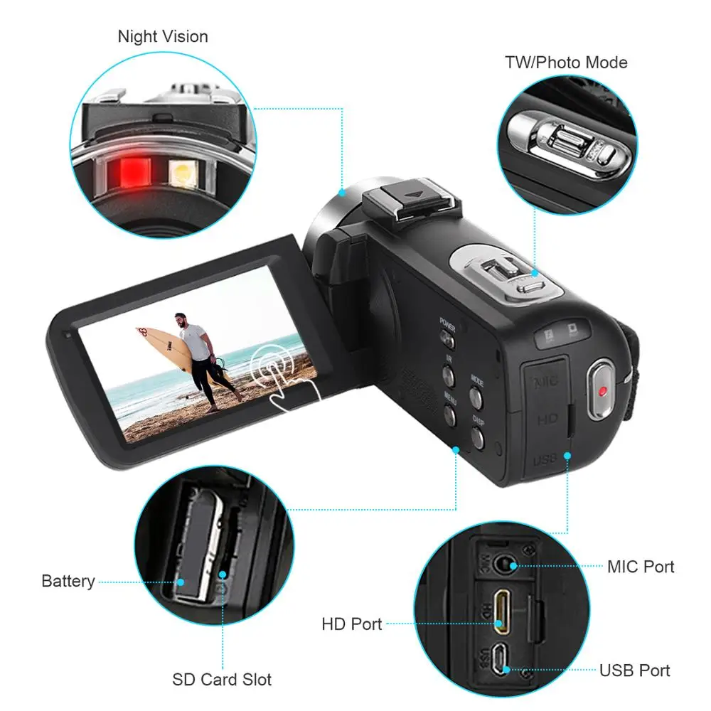 KOMERY New Release Video Camcorder 4K WiFi Night