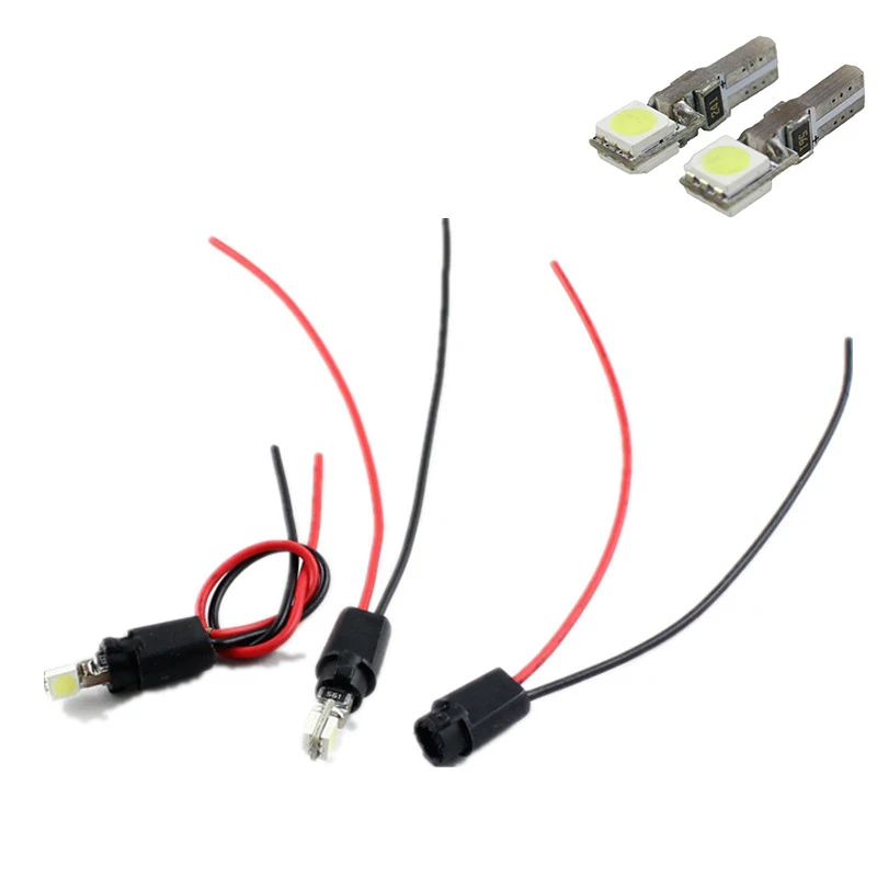 2pcs t5 bulb+2pcs car led lamp connector T5 bulb holder adaptor for auto wedge base socket reading | Автомобили и мотоциклы