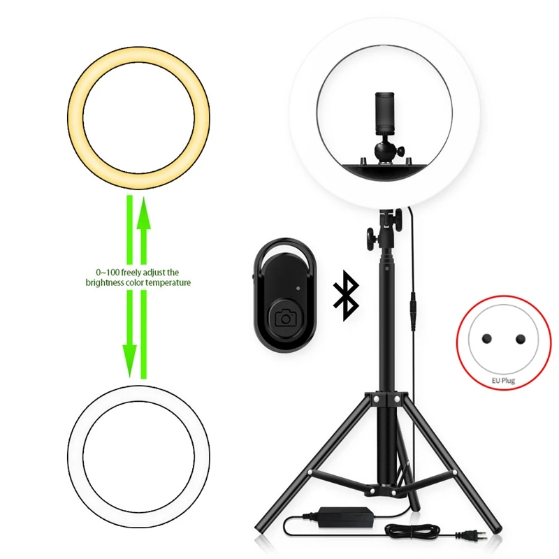 

14 Inch Photography Ring Lamp with Tripod 1.6M for Beauty Makeup Photo Studio Lighting Live Stream EU Plug
