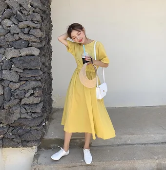 

JS813J-Summer new round neck thin fairy sweet Jacquard Dress