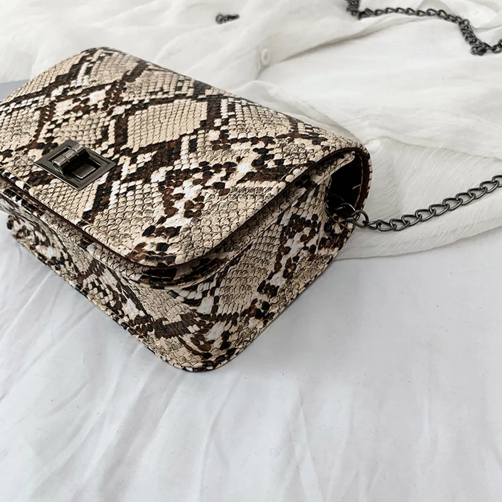 Модная сумка на плечо Дамская змеиная сумка-мессенджер с цепочкой Горячая новинка