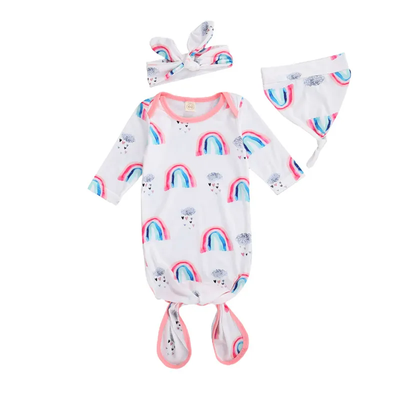Newborn Baby Sleeping Bag Set Cute Rainbow Print Sleeping Bag + Hat