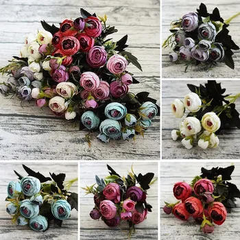 

9heads Mini Silk Peony Artificial Flowers Flores Fleur Artificielles Camellia For Home Christmas Decoration Fake Flower Bouquet