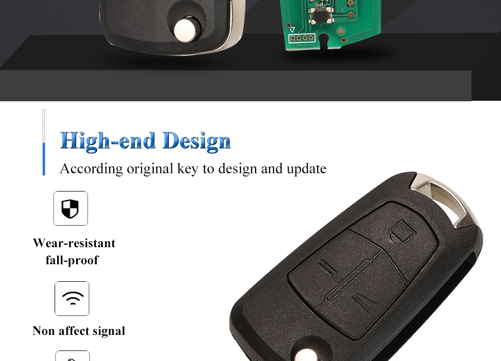 Keyforkess Flip 3 pulsanti telecomando portachiavi ASK 315MHz PCF7946 per Vauxhall/Opel Vectra C, Signum 2003-2007 Uncut HU43/HU100 - H62935dc220e041ecb11be9156d660141A
