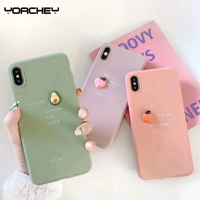 Милый 3D чехол для телефона с фруктами iphone X XR XS 11 Pro MAX Мягкая силиконовая задняя
