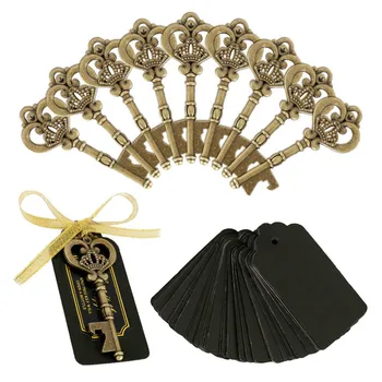 

36/50pcs Key Bottle Opener with Tags Zinc Alloy Beer Open Wedding Gift Kitchen Tool Accessories Special Events Party Supplies