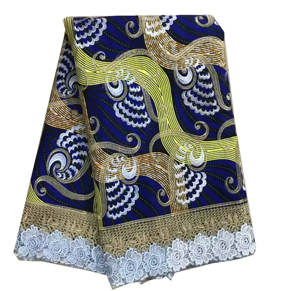Гипюровая кружевная ткань, вышитая Высококачественная африканская восковая кружевная ткань со шнуром, швейцарское кружево с водой для платья 91109