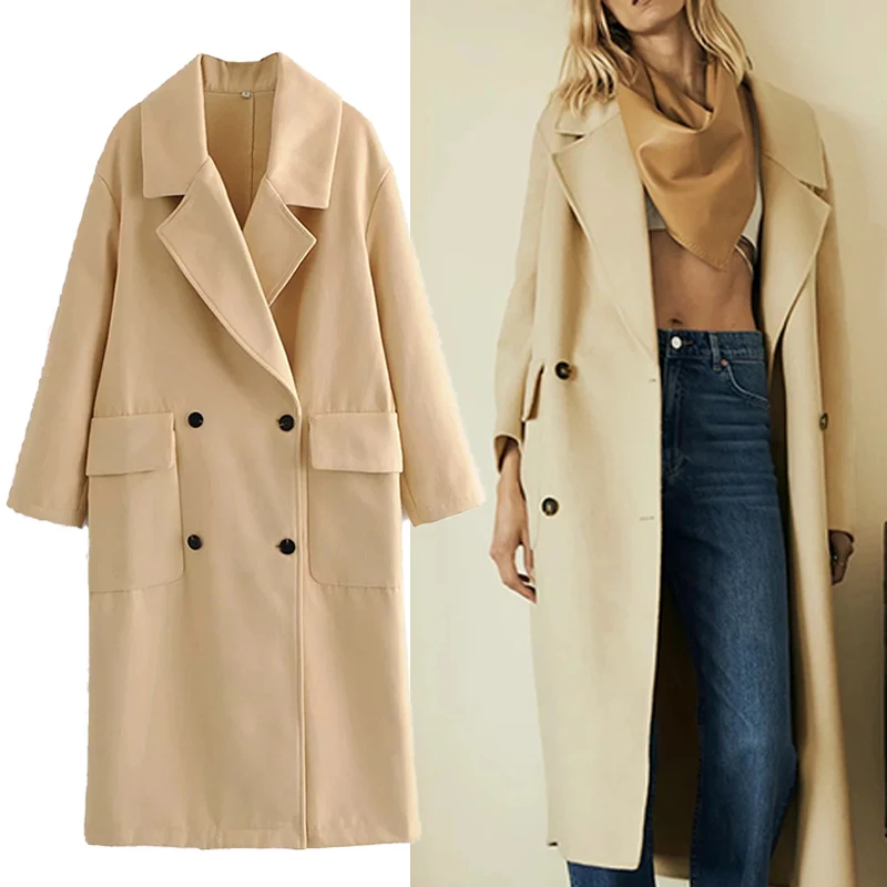 

Winter Women's Woolen Long Coat Khaki Warm Overcoat Female Long Sleeve Outwear Office Formal Ladies 2020 Elegant Casual Clothes