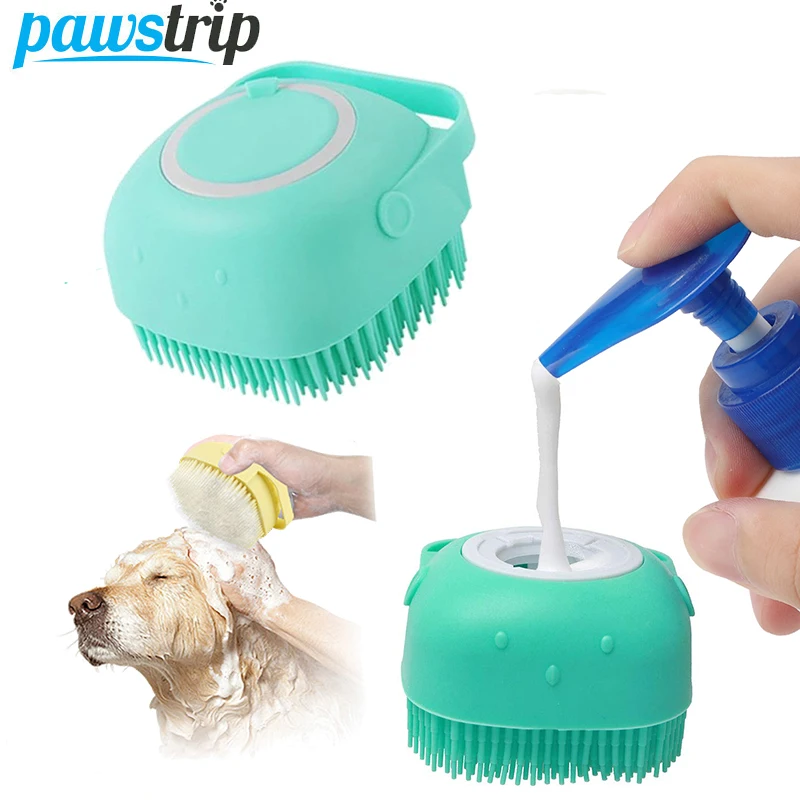 Dog Bath Brush - Soft Silicone Dog Shampoo Brush, Pet Grooming Bath Massage  Brush Shampoo Dispenser, Dog Shower Pet Bath Brush, Dog Brush Long Short