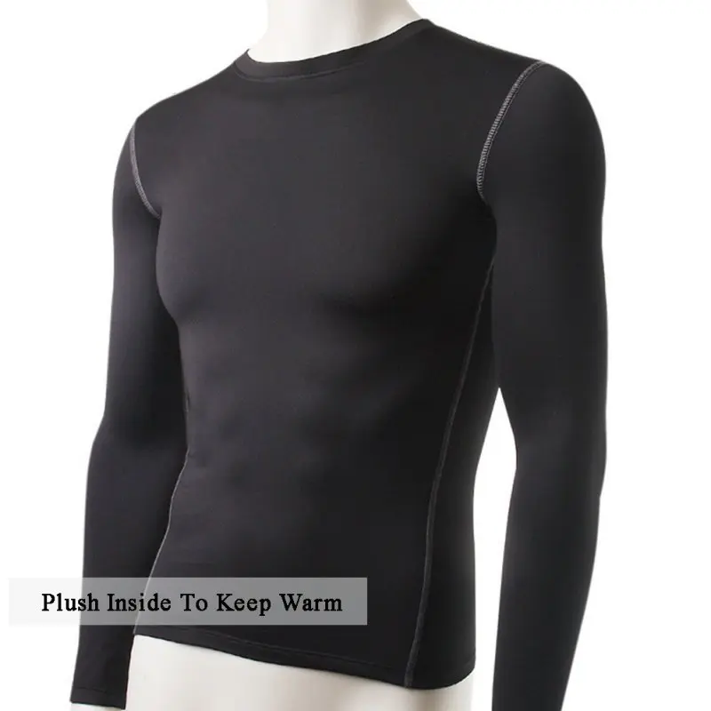 Мода зима для мужчин Slim Fit с длинным рукавом термобелье Базовая Верхняя Нижняя рубашка