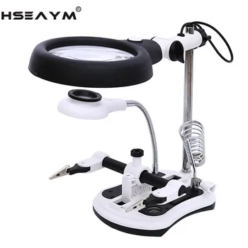 

18 LED Lamp Desktop Table Clip Magnifier Repair Magnifier Magnifying Glass Loupe Reading Maintenance Detection Electric Iron