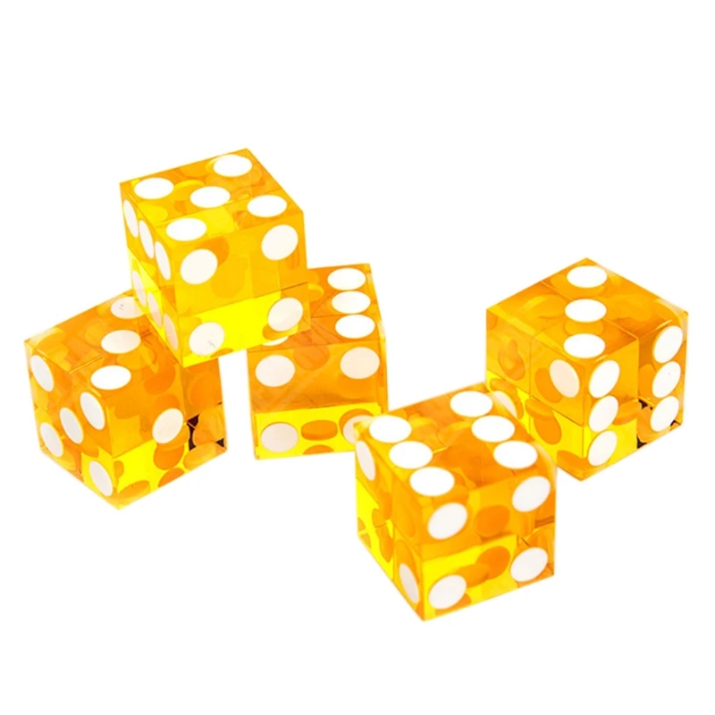 Acrylic Transparent Dice D6 19mm Casino Dice with Razor Edges 5pcs