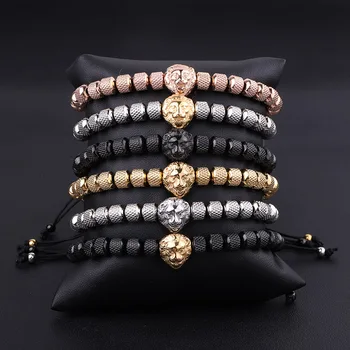 New Design High Quality Stainless Steel Beads Crown Charm Friendship Custom Macrame Adjustable Beads Bracelet For Men