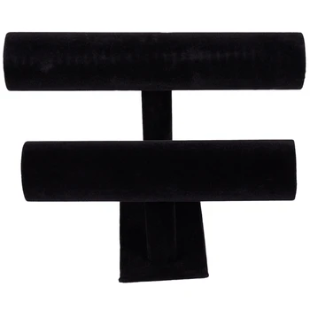 

2-Tier Bangle Bracelet Display Holder T-Bar Stand Black