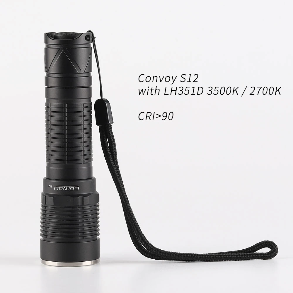 Convoy S12 flashlight with LH351D 2700K 3500K,21700 flashlight