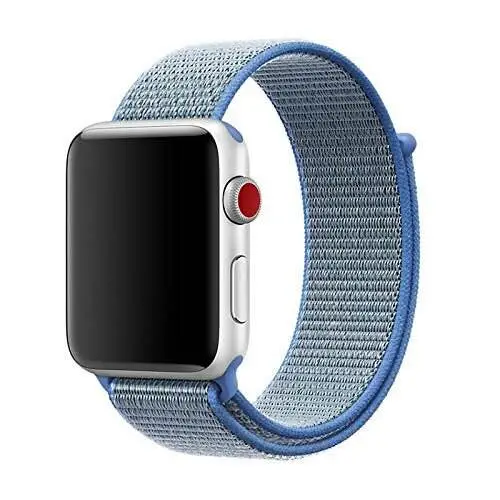 Спортивные тканая нейлоновая петля ремешок для apple watch band 40 мм 44 мм, 38 мм, 42 мм, нейлоновый ремешок для iwatch 4 серии 1/2/3series 5 - Цвет ремешка: light blue