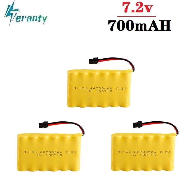 Обновленная батарея 7,2 v 700mah NiCD+ зарядное устройство для радиоуправляемых игрушек, автомобилей, танков, грузовиков, роботов, пистолетов, лодок AA 7,2 v, перезаряжаемый аккумулятор 3 шт