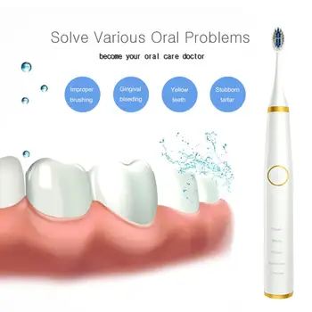 

Electric Toothbrush Adult with 2 Replacement Brush Heads USB Charger Rechargeable Tooth Brushes Waterproof Sonic hygiene brush