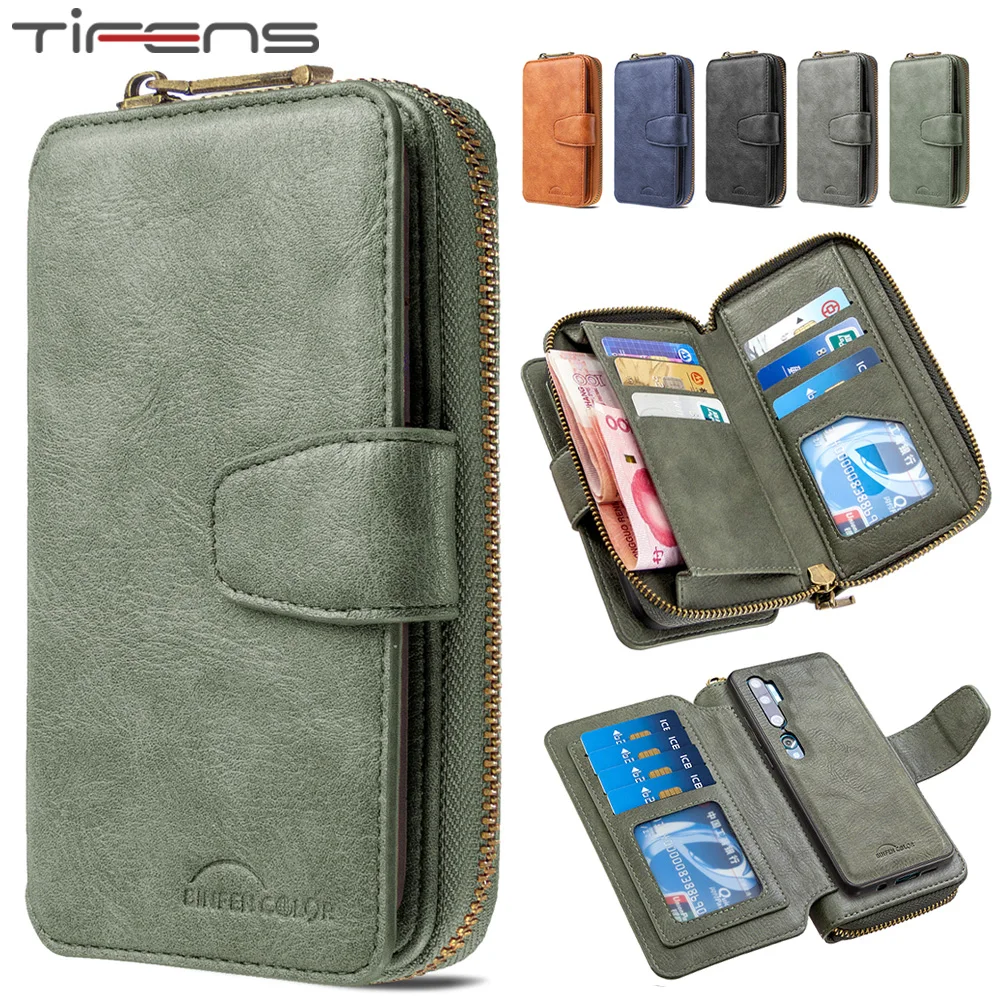 Flip Leather Zipper Wallet Case For Xiaomi Mi 9T CC9 Note10 Pro Redmi K20 7 7A 8 8A Note 9S 9 Pro Max Cards Phone Cover Etui