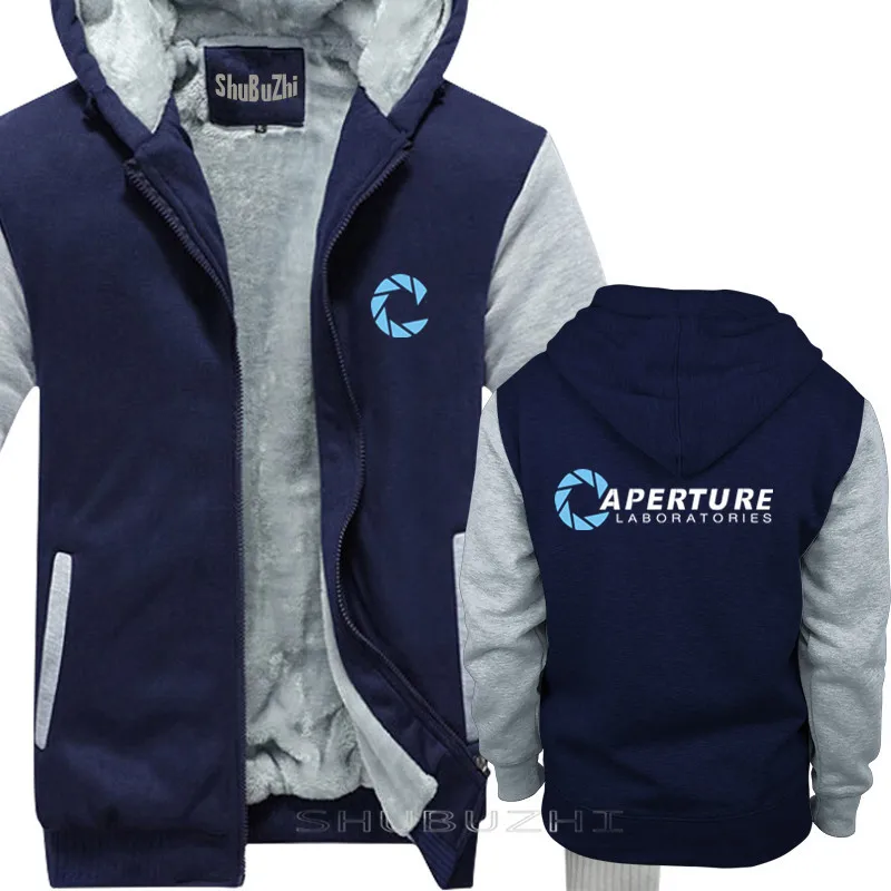 navy grey Портал теплое пальто Aperture Laboratories MEN'S The Cake является ложью полужизни мужчин зима осень мода мужской плотное худи sbz5374 - Цвет: navy grey