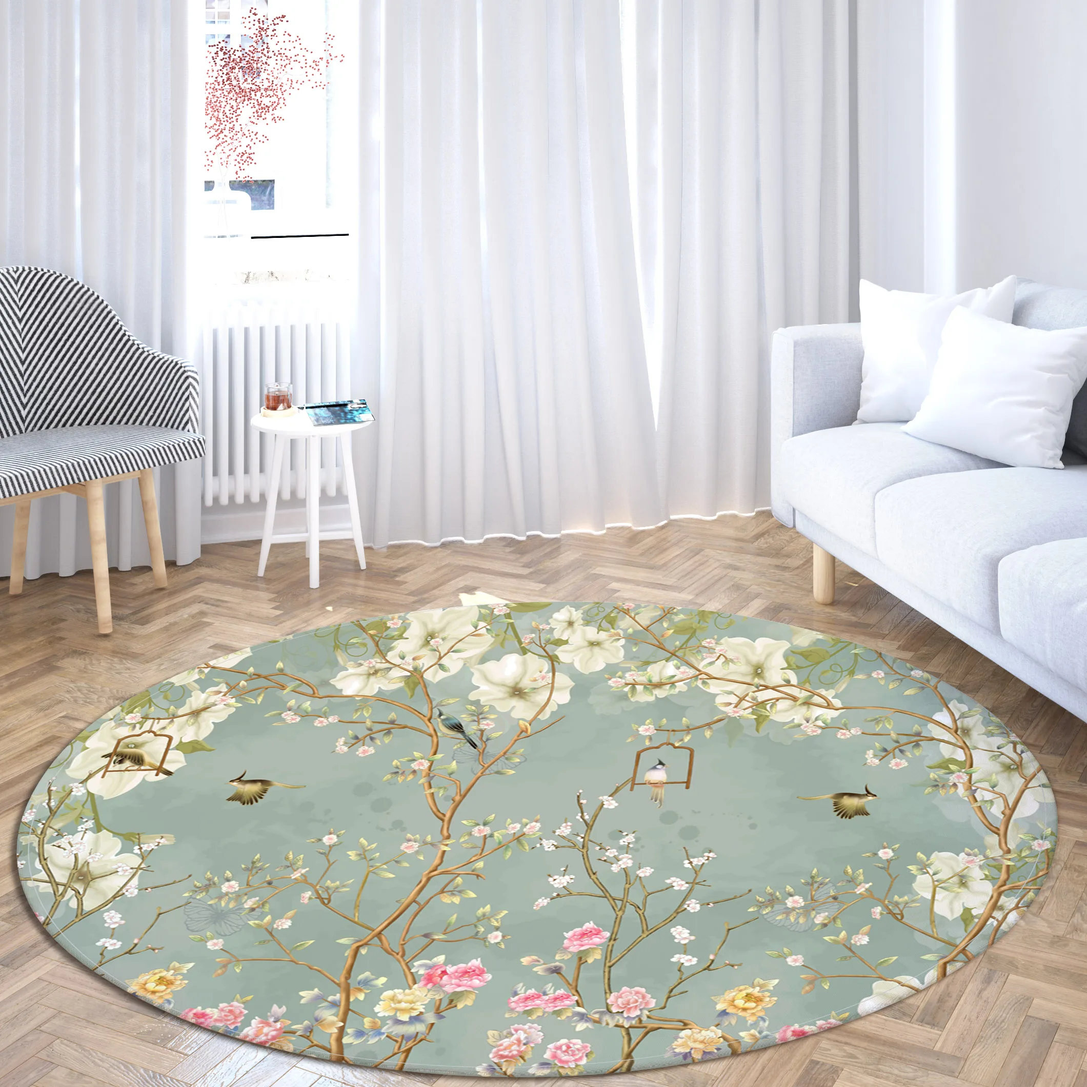 Tapis rétro motif à fleurs multicolore et rose poudré 120x170 cm