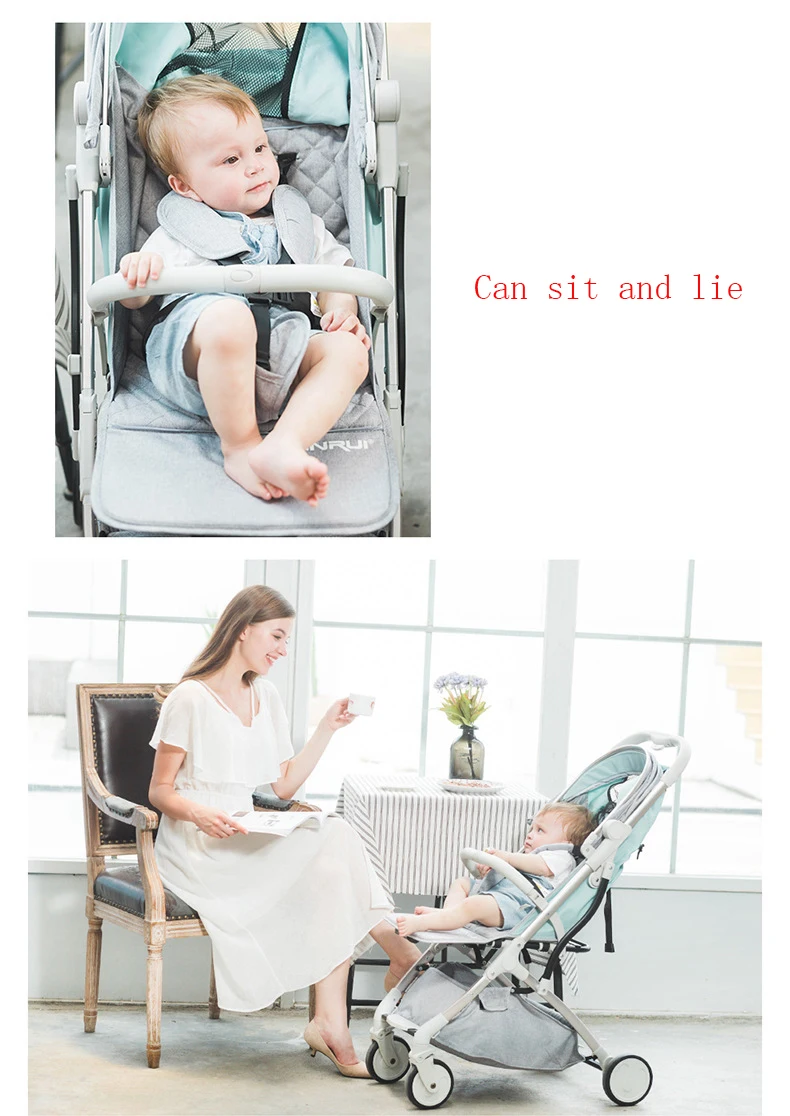 Детская коляска для мальчиков и девочек, легкая переносная коляска для путешествий с резиновыми колесами для новорожденных