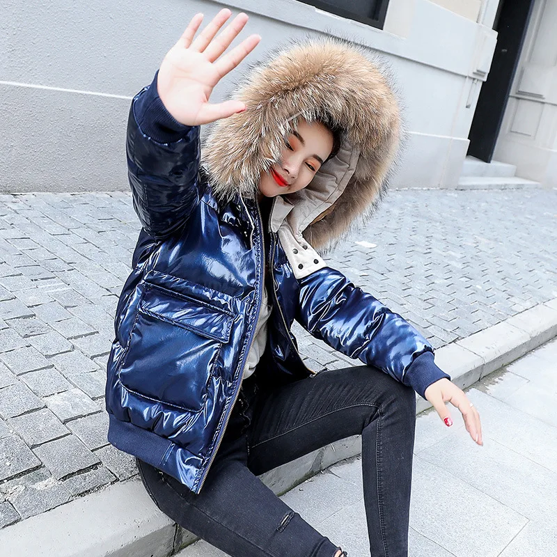 

2019 Winter Fur Collar Hooded Zipper Short Warm And Comfortable Body Hugging Cotton-padded Clothes/Cotton Coat Qmsy1891