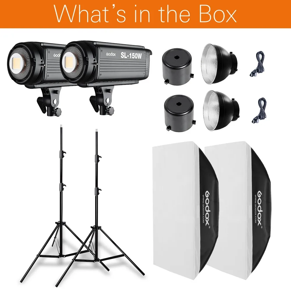 2 個 Godox SL シリーズビデオライト SL-150W 白バージョンの