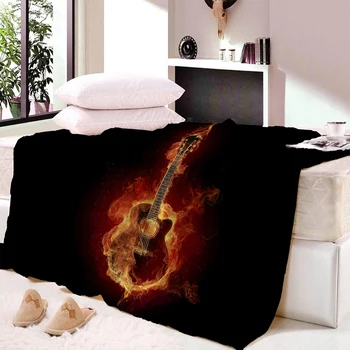 

Winter Cashmere Blanket Musical Instrument Guitar Bedspread Blankets Flannel Winter Throws Throw Cover Personalize