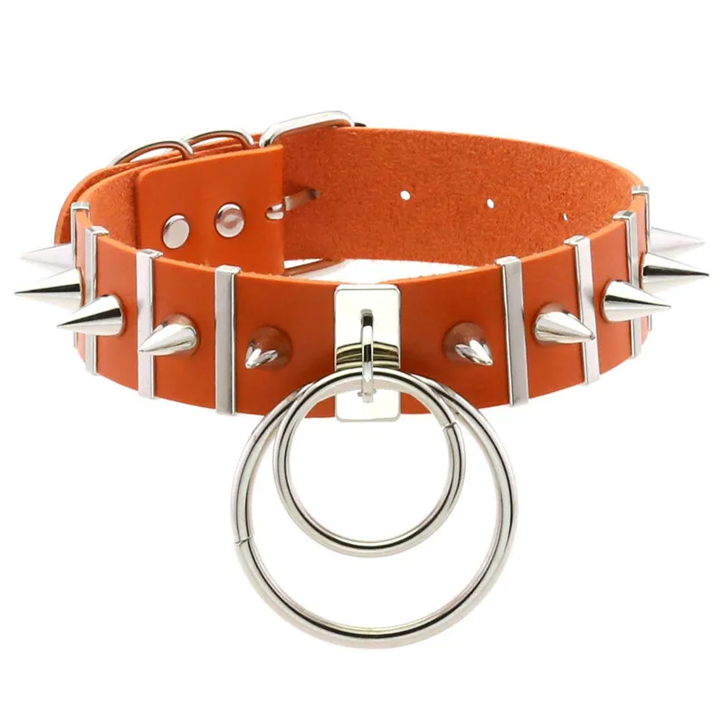 2024 Neue Damen Schwarzes Leder Choker Punk PU Leder Spike Halsband Nieten Halskette Gothic Schmuck 4