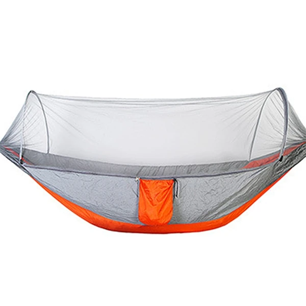 gray Orange Portable Outdoor Camping Hammock With Mosquito Net Parachute Fabric Hammocks Beds Hanging Swing Sleeping Bed Tree Tent - Цвет: gray Orange