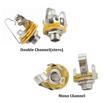 

2PCS/lot Double/Mono Channel 6.5MM 6.35MM Socket Female Connector Solder Audio Microphone Metal Socket Panel Installation