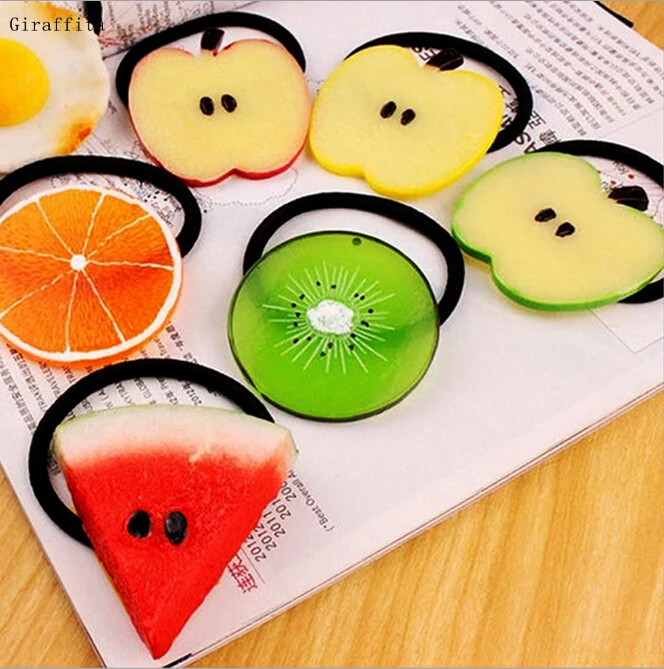 Giraffita Fruit Slice Multi-patterns Hair Accessories Girl Women Elastic Hair Band Rubber Headwear Tie Gum Holder Rope Scrunchy