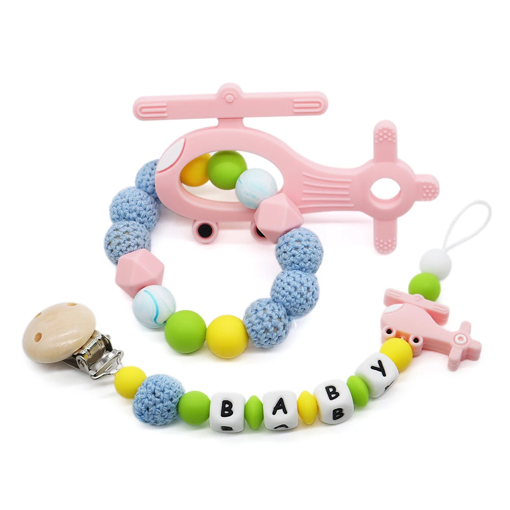 

Airplane Teether Teething&Pacifier Clips For Chewable Chewing Toys BPA Free Food Grade Silicone For Nursing &Newborn Gift