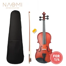 Naomi 1/4, матовая скрипка, ученическая скрипка с чехлом+ бант+ набор смол для большой скрипки, обучаемая скрипка натурального цвета