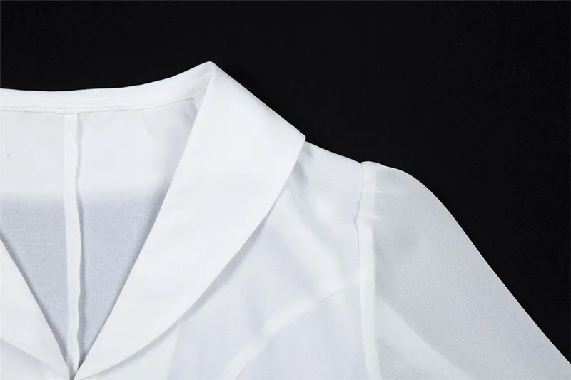 Высокая уличная белая блузка, осень весна, шнуровка, v-образный вырез, блузка, женские топы с рукавами-фонариками, ремень, однобортный, тонкая рубашка, блуза