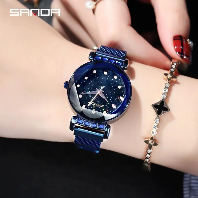 

blue starry sky diamond small magnetic watch brand luxury waterproof quartz womens watches designer 2019 free shiping
