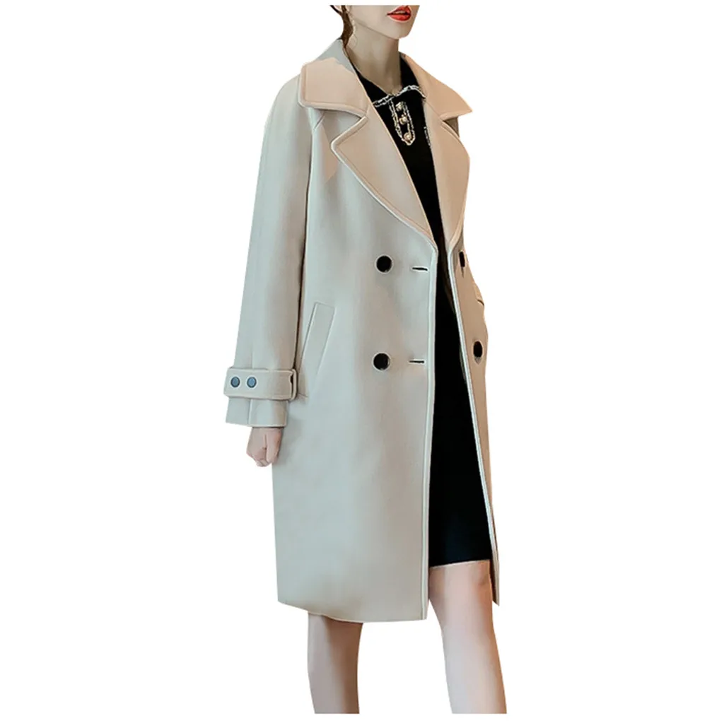 Женская куртка, модное пальто, женская куртка, женская куртка, женская Зимняя шерстяная куртка с отворотом, длинное пальто, верхняя одежда