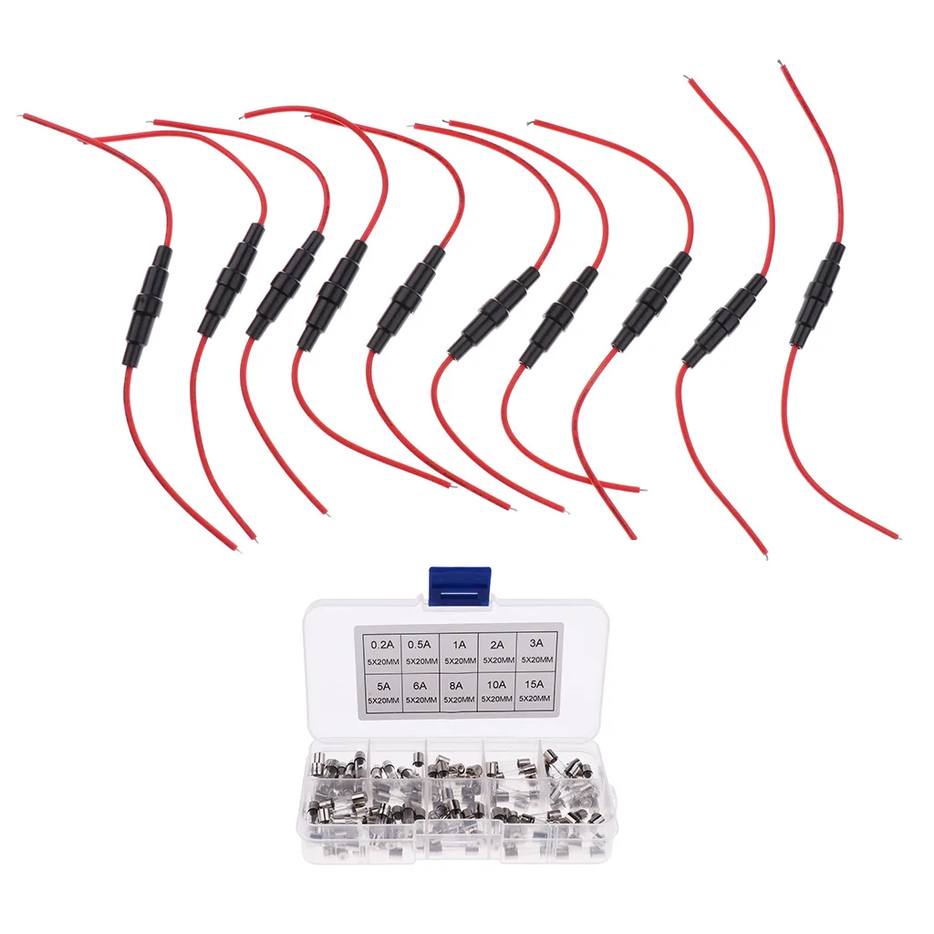 Easy Install 10 Pieces 5x20mm AGC 22 AWG Holder Inline Screw Type Fuse