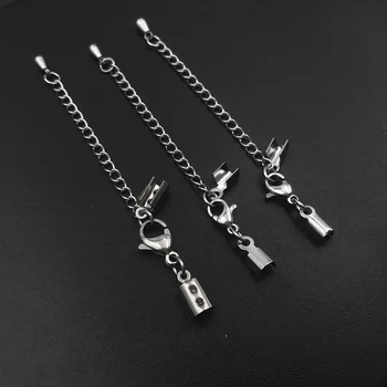 

20pcs/lot Stainless Steel Cord End Caps Cord Clips Extender Chain for DIY Necklace Bracelet Connectors Clasp DIY Accessories