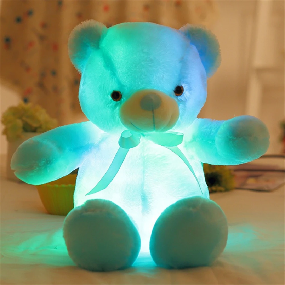 Светящаяся игрушка 50 см Мишка светящиеся красочные куклы для детей 5-7 лет светодиодные светящиеся Детские Подарки для девочек животные Stuffeed Led плюшевые - Цвет: blue-50cm
