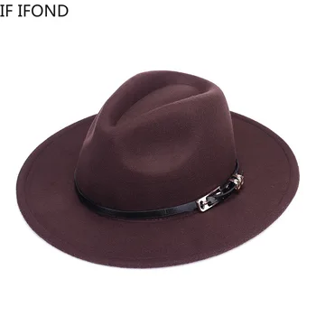 

Spring Autumn Imitation Woolen Women Men Ladies Fedoras Top Jazz Hat classic bone bowler hat