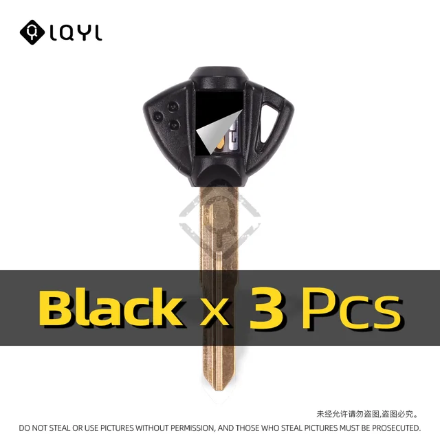 3Pcs Motorcycle Key Uncut Blank Replacement Keys For Suzuki GSX600F GSR750 GSX750F GSXR600 GSXR750 GSXR1000 GSXR1300 SV650 GSX-R 3 PCS Black R
