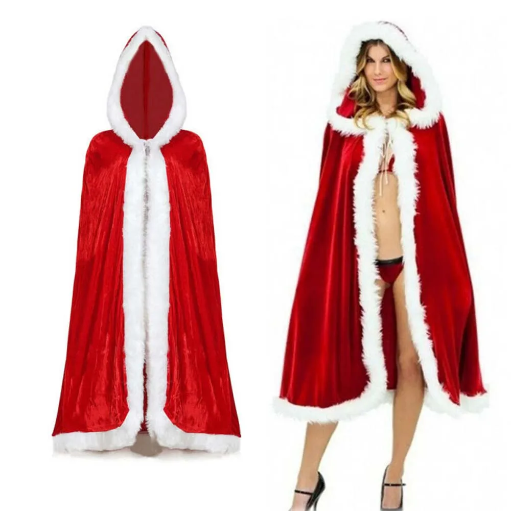 Рождественские костюмы, плащ, новогоднее платье для взрослых и детей, бархатный плащ Санта-Клауса, Рождественская одежда, бархатное рождественское платье для девочек