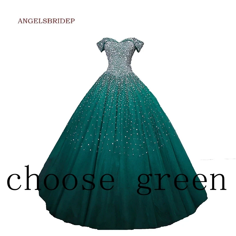 ANGELSBRIDEP Quinceanera Dresses Vestidos De 15 A&ntilde;os Full Crystal Beads Tulle Sweet 16 Ball Gowns Debutante Party Dress