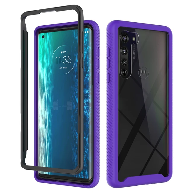 Fashion Armor Bumper Anti Fall Phone Case For Motorola Edge One Fusion Hyper Action Zoom Vision Marco P40 Plus Protection Cover Purple