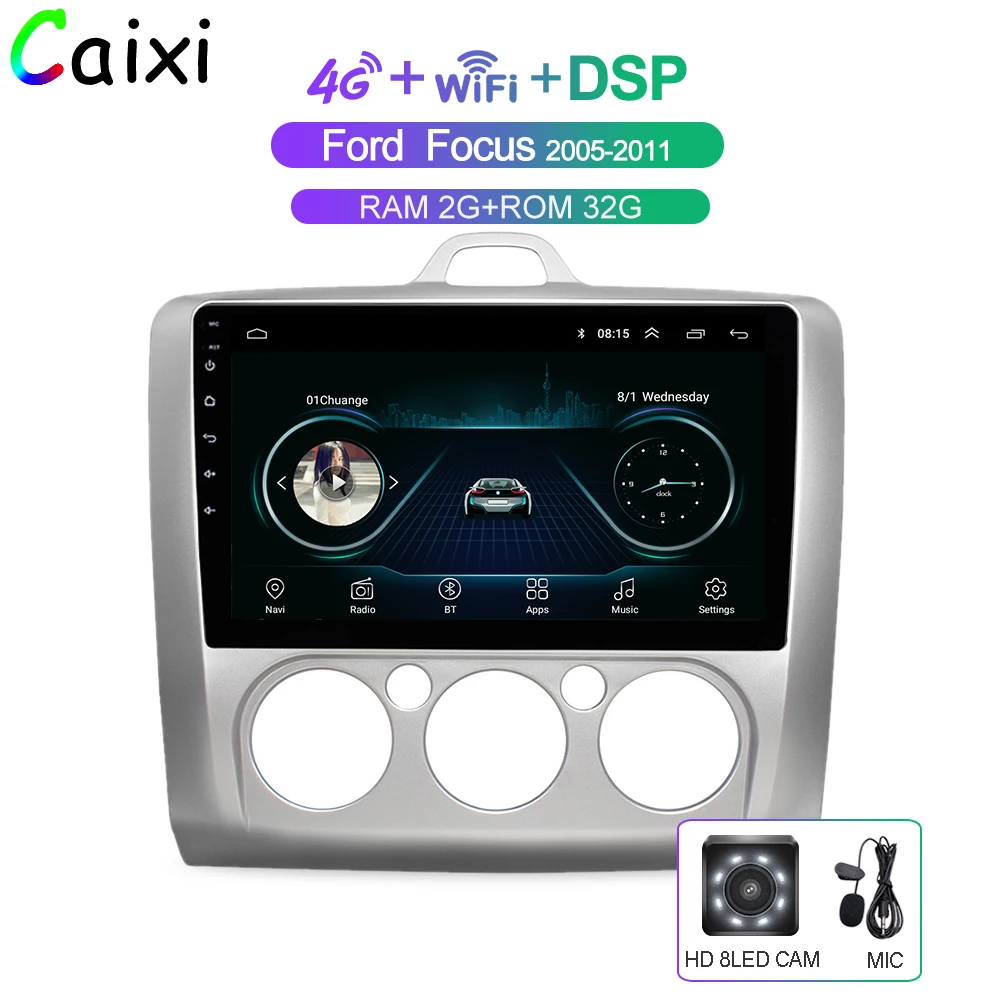 Продажа CAIXI автомобильный Android 8,1 мультимедийный плеер для Ford Focus Exi MT AT 2 2004 2005 2006 2007 2008 2011 Автомобильный Радио font b gps b font навигация