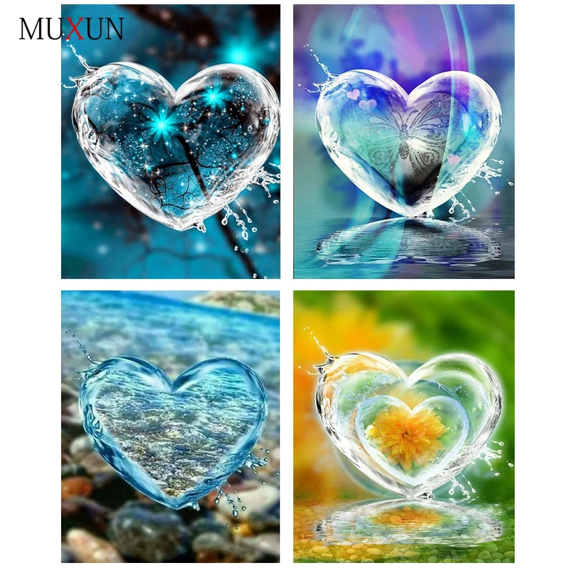 

Full Diamond Embroidery Water Heart Diamond Painting Cross Stitch Pattern Rhinestone New 3D Diamond Mosaic Home Decoration Ep096