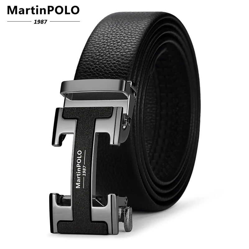 

MartinPOLO Cow Genuine Leather Men's Belt Cowhide Strap for Male Automatic Buckle Belts for Men Alloy Buckle Belts MP02801P